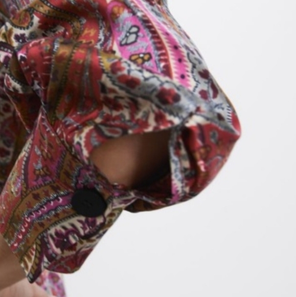 PAISLEY Faux Wrap long sleeve Zara dress - red olive cream - Picture 4 of 8